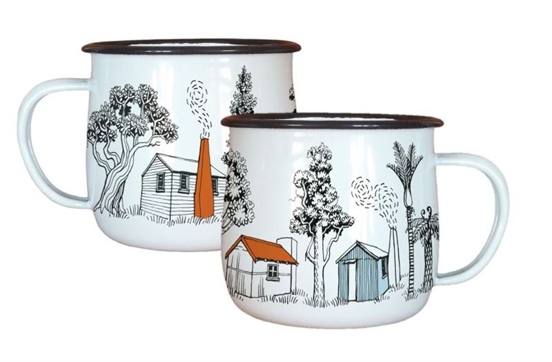 NZTWEM01 Wolfkamp & Stone - Back Country Huts - Enamel Mug