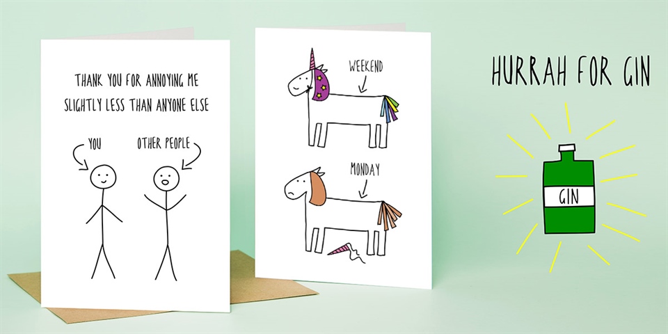 Cath Tate Cards Witty and colourful!
